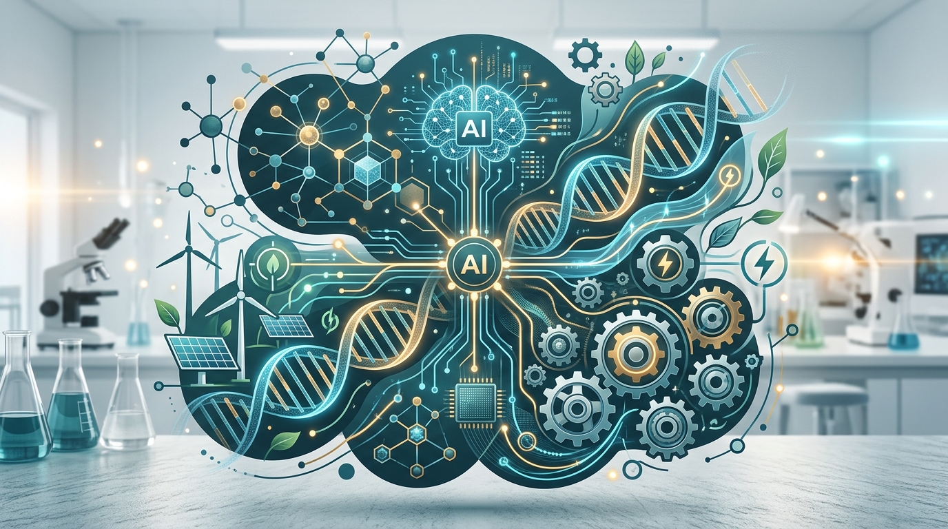 Multidisciplinary research and innovation concept illustration